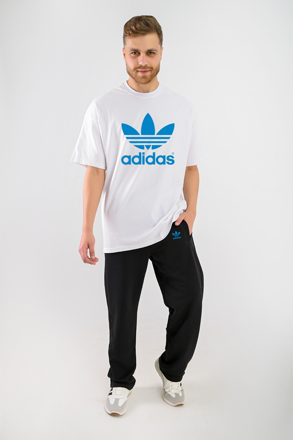 Branded full Summer set ( T-shirt + pants ) For Him ad blue - High Copy