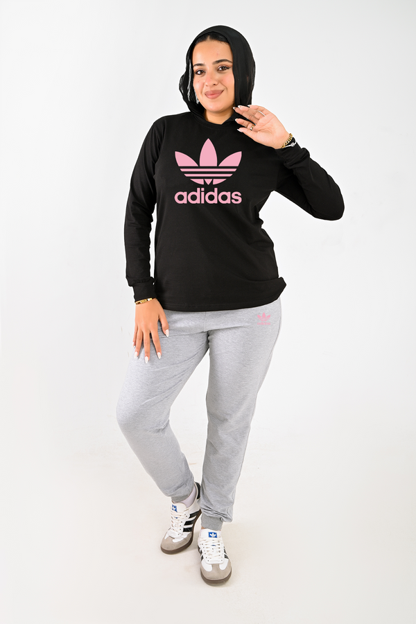 LONG SLEEVES FULL SET ( T-shirt + pants ) For Her ad pink - High Copy