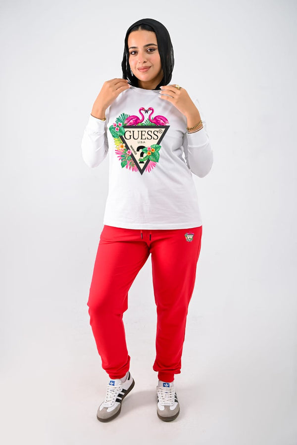 LONG SLEEVES FULL SET ( T-shirt + pants ) For Her Gss Flamingo - High Copy