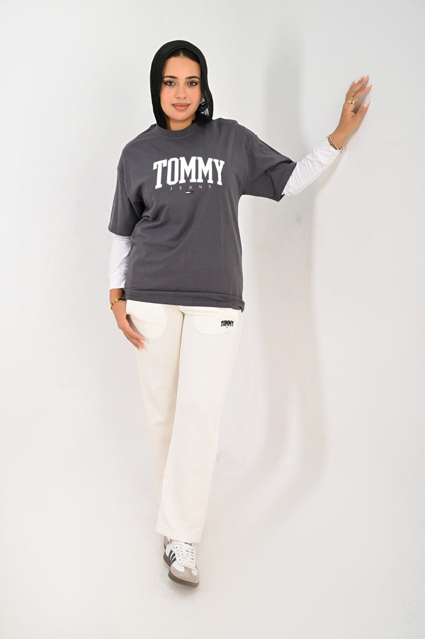 Branded full Summer set ( T-shirt + pants ) For Her TO small flag - High Copy